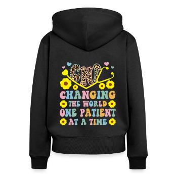 CNA Nursing Quotes Funny Nurse Lovers Cute CNA - Women's Premium Organic Zip Hoodie - black - Back - Julia (174cm)