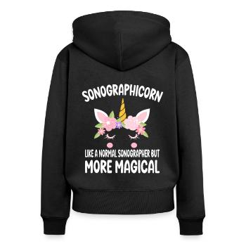 Sonographicorn like a normal Sonographist gifts - Women's Premium Organic Zip Hoodie - black - Back - Julia (174cm)