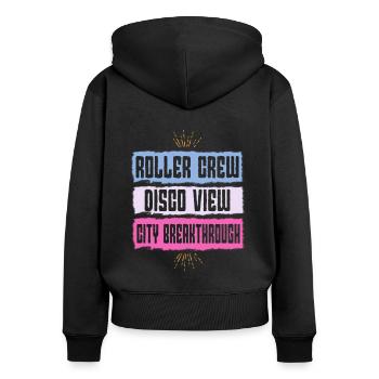 Patineur à roulettes Fête Roller Crew Disco Voir les cadeaux - Sweat à capuche zippé Premium bio Femme - noir - Dos - Julia (174cm)