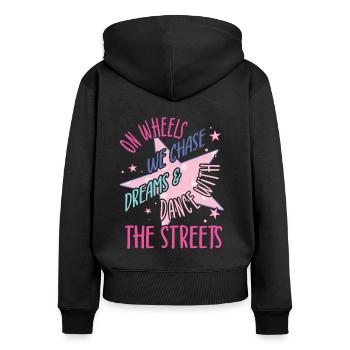 Rollerskater Party On Wheels We Chase Gifts - Frauen Premium Bio Zip Hoodie - Schwarz - Hinten - Julia (174cm)