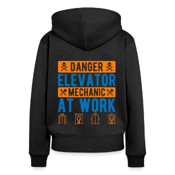 Elevator Mechanic Danger Elevator Mechanic At Work - Women's Premium Organic Zip Hoodie - black - Back - Julia (174cm)