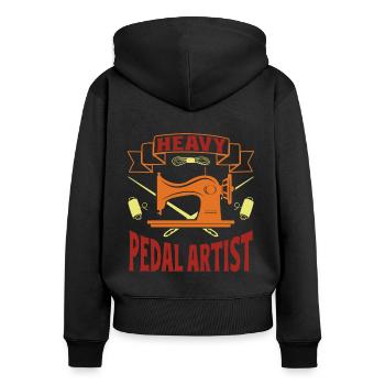 Heavy Pedal Artist - Machine à coudre Quilter - Sweat à capuche zippé Premium bio Femme - noir - Dos - Julia (174cm)
