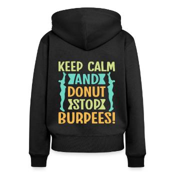 Fanatiques de fitness Keep Calm Burpees Gymnastique suédoise - Sweat à capuche zippé Premium bio Femme - noir - Dos - Julia (174cm)
