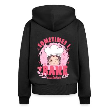 Cake Baker Sometimes Bake Mistakes Cupcake - Women's Premium Organic Zip Hoodie - black - Back - Julia (174cm)