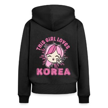 Korean Drama Enthusiast Exclusive Collection Gifts - Frauen Premium Bio Zip Hoodie - Schwarz - Hinten - Julia (174cm)