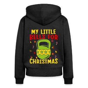 Fitness Fanatics My Little Bells For Christmas - Women's Premium Organic Zip Hoodie - black - Back - Julia (174cm)