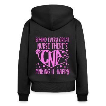 CNA Nursing Quotes Funny Nurse Lovers Cute CNA - Women's Premium Organic Zip Hoodie - black - Back - Julia (174cm)