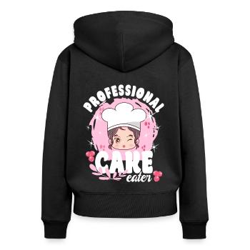 Pâtissier Amateur de Gâteau Professionnel Cadeau - Sweat à capuche zippé Premium bio Femme - noir - Dos - Julia (174cm)