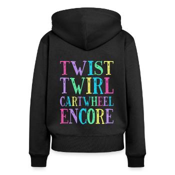 Cartwheeling Acrobat Twist Twirl Cartwheel Gift - Sweat à capuche zippé Premium bio Femme - noir - Dos - Julia (174cm)