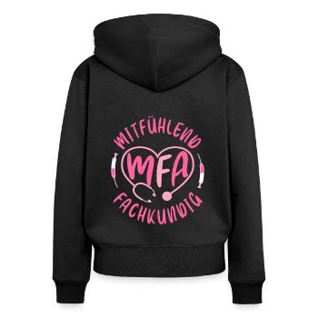 Assistant médical compatissant - Sweat à capuche zippé Premium bio Femme - noir - Dos - Julia (174cm)
