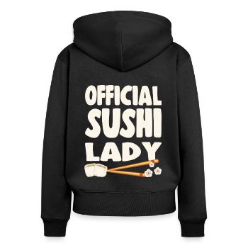 Sushi Lover Officiel Sushi Lady - Sweat à capuche zippé Premium bio Femme - noir - Dos - Julia (174cm)