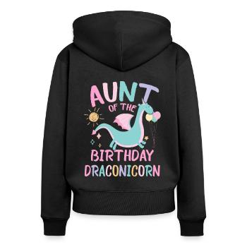Aunt Of the Birthday Girl Dracon Family Party - Frauen Premium Bio Zip Hoodie - Schwarz - Hinten - Julia (174cm)