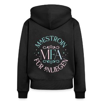 MFA Assistant médical Maestroin - Sweat à capuche zippé Premium bio Femme - noir - Dos - Julia (174cm)