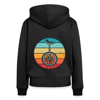 Monocycle équitation Rétro Vintage Unicycle coucher de soleil - Sweat à capuche zippé Premium bio Femme - noir - Dos - Julia (174cm)