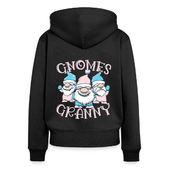 Nain de jardin Costume Gnomes Mamie Gnome - Sweat à capuche zippé Premium bio Femme - noir - Dos - Julia (174cm)