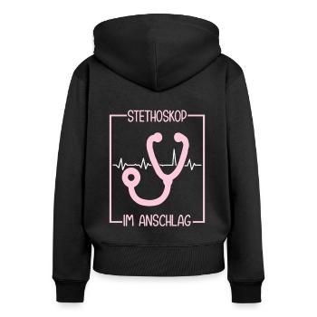 Assistant médical stéthoscope MFA - Sweat à capuche zippé Premium bio Femme - noir - Dos - Julia (174cm)