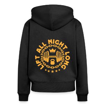 Fitness Motivation Bodybuilder Lift Toute la nuit - Sweat à capuche zippé Premium bio Femme - noir - Dos - Julia (174cm)