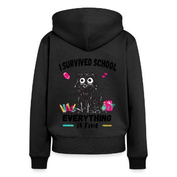 Letzter Schultag, Ich habe die Schule überlebt - Frauen Premium Bio Zip Hoodie - Schwarz - Hinten - Julia (174cm)