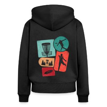 Discgolf Disc Golf Jungen Kinder Herren Discgolfer - Frauen Premium Bio Zip Hoodie - Schwarz - Hinten - Julia (174cm)