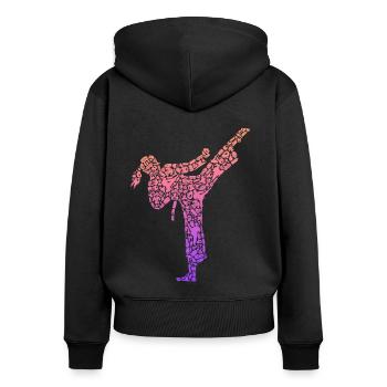 Karate Girl Kampfsport Mädchen Damen Taekwondo - Frauen Premium Bio Zip Hoodie - Schwarz - Hinten - Julia (174cm)