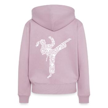 Karaté Fille Artiste Martial Enfants Taekwondo Femmes - Sweat à capuche zippé Premium bio Femme - rose poudré - Dos - Julia (174cm)