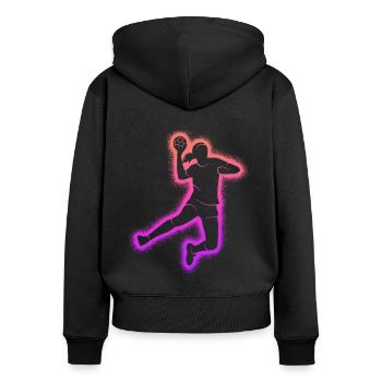 Handball Handballspielerin Mädchen Handballerin - Frauen Premium Bio Zip Hoodie - Schwarz - Hinten - Julia (174cm)