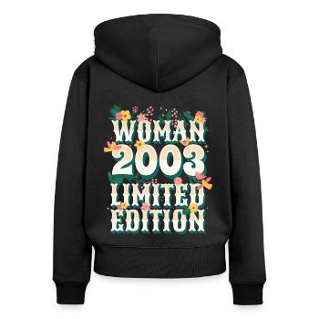 Birthday Woman born in 2003 Woman 20 years - Women's Premium Organic Zip Hoodie - black - Back - Julia (174cm)