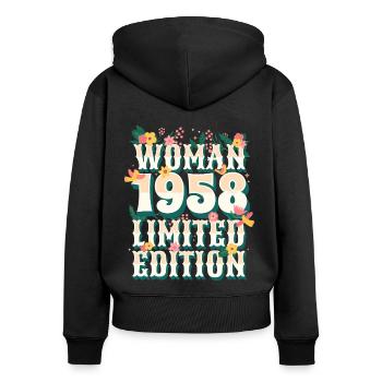 Geburtstagsfrau Jahrgang 1958 Frau 65 Jahre alt - Frauen Premium Bio Zip Hoodie - Schwarz - Hinten - Julia (174cm)
