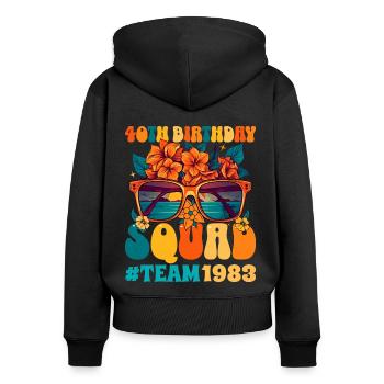 1983 40-jähriges Jubiläum der Mädchengruppe - Frauen Premium Bio Zip Hoodie - Schwarz - Hinten - Julia (174cm)