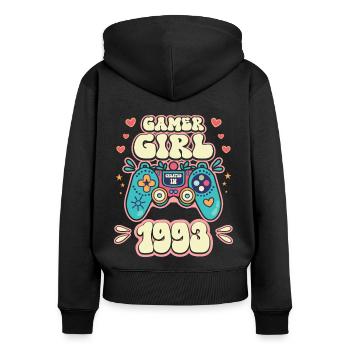 Geek Girl Level 30 Geburtstag Gamer 30 Jahre - Frauen Premium Bio Zip Hoodie - Schwarz - Hinten - Julia (174cm)