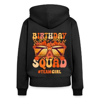 Anniversaire Groupe Fête Anniversaire Femme - Sweat à capuche zippé Premium bio Femme - noir - Dos - Julia (174cm)