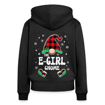 Noël En Famille Gnome E-Girl - Sweat à capuche zippé Premium bio Femme - noir - Dos - Julia (174cm)