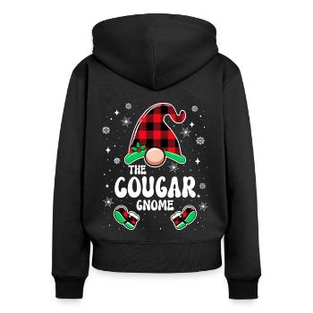 Noël En Famille Gnome Cougar - Sweat à capuche zippé Premium bio Femme - noir - Dos - Julia (174cm)