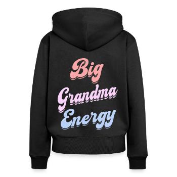 Grand-Mère Mamie Pleine D'Énergie Femme Mamie - Sweat à capuche zippé Premium bio Femme - noir - Dos - Julia (174cm)