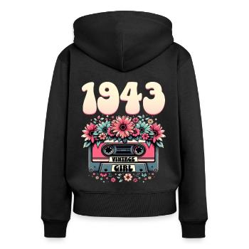 Cassette Year 1943 Birthday Woman 80 Years - Women's Premium Organic Zip Hoodie - black - Back - Julia (174cm)
