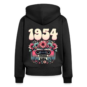 Cassette Year 1954 Birthday Woman 70 Years - Women's Premium Organic Zip Hoodie - black - Back - Julia (174cm)