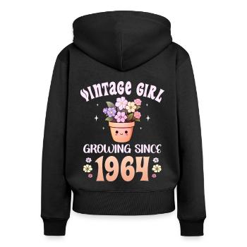 Vintage Year 1964 Birthday Woman 60 Years - Women's Premium Organic Zip Hoodie - black - Back - Julia (174cm)