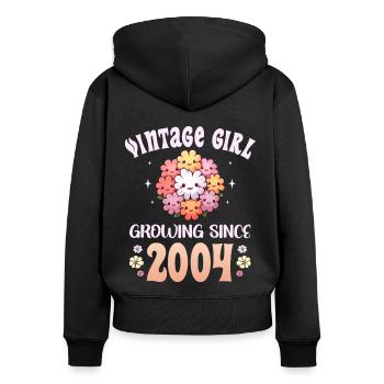 Vintage Year 2004 Birthday Woman 20 Years - Women's Premium Organic Zip Hoodie - black - Back - Julia (174cm)