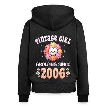 Vintage Year 2006 Birthday Woman 18 Year Old - Women's Premium Organic Zip Hoodie - black - Back - Julia (174cm)