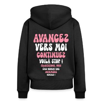 Humour Super Cadeau Pour Infirmière - Sweat à capuche zippé Premium bio Femme - noir - Dos - Julia (174cm)