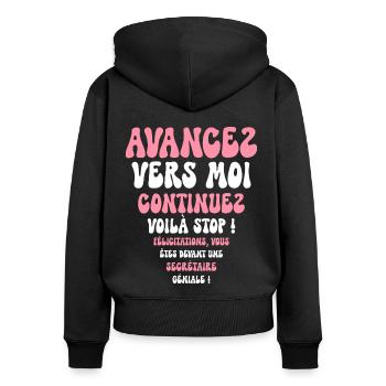 Humour Super Cadeau Pour Secrétaire - Sweat à capuche zippé Premium bio Femme - noir - Dos - Julia (174cm)