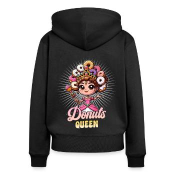 Donut-Königin-Tochter liebt Donuts - Frauen Premium Bio Zip Hoodie - Schwarz - Hinten - Julia (174cm)
