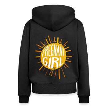 Été Annonce Grossesse Maman Enceinte - Sweat à capuche zippé Premium bio Femme - noir - Dos - Julia (174cm)