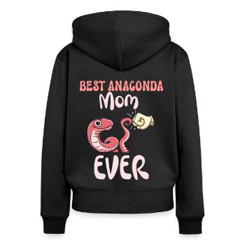 Mom Loves Anacondas Animal Snake - Women's Premium Organic Zip Hoodie - black - Back - Julia (174cm)