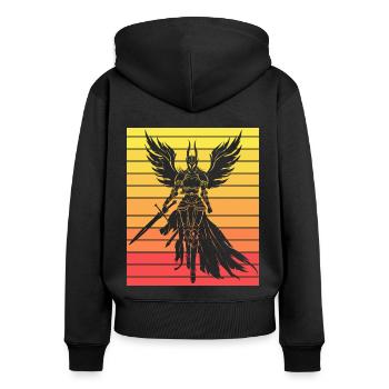 Vintage Femme Viking Maman Valkyrie - Sweat à capuche zippé Premium bio Femme - noir - Dos - Julia (174cm)