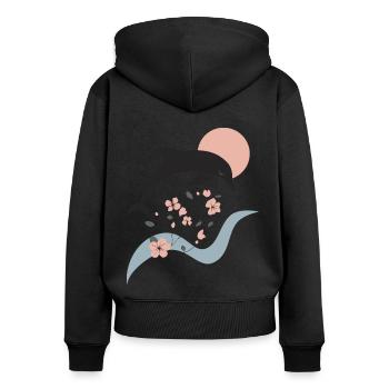 Elegant Dolphin - Women's Premium Organic Zip Hoodie - black - Back - Julia (174cm)
