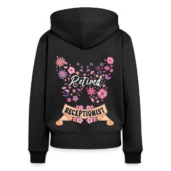 Retired Female Receptionist Retired - Women's Premium Organic Zip Hoodie - black - Back - Julia (174cm)