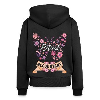 Retired Female Accountant Retirement - Women's Premium Organic Zip Hoodie - black - Back - Julia (174cm)