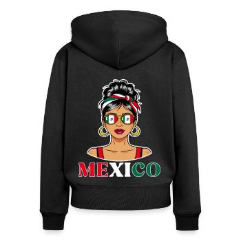 Mexiko Flagge Mexikanisch Frauen - Frauen Premium Bio Zip Hoodie - Schwarz - Hinten - Julia (174cm)