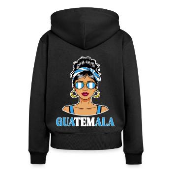 Drapeau Guatemala Femme Guatémaltèque - Sweat à capuche zippé Premium bio Femme - noir - Dos - Julia (174cm)